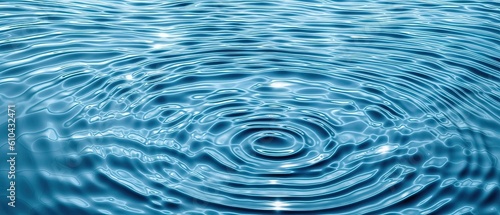 Original light background image of the water surface in shades of blue with a play of light and shadow in the form of round waves