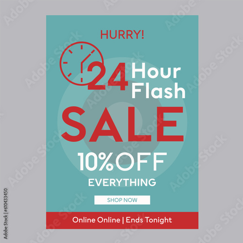 24 hour flash sale 10% off discount promotion poster