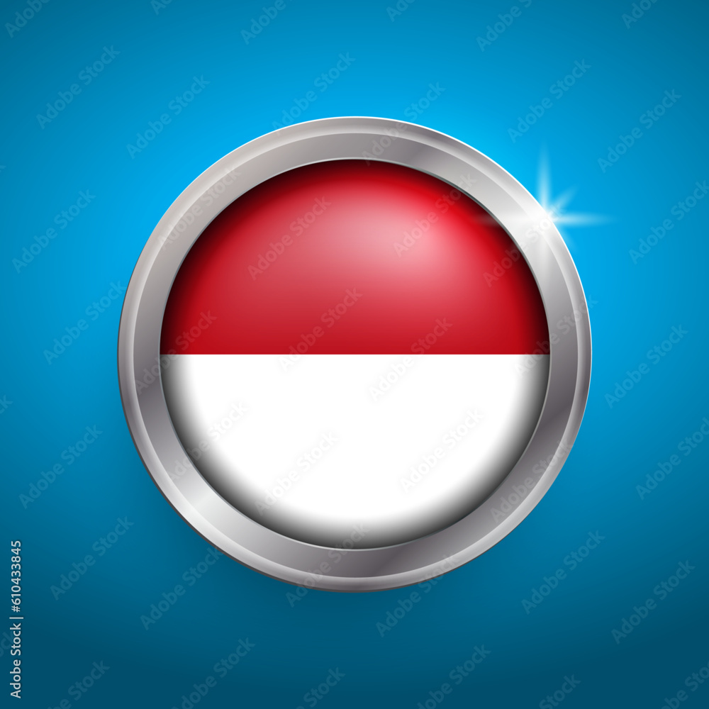 Indonesia flag vector button. Isolated object on blue background. Indonesia flag vector button. Isolated object on blue background.