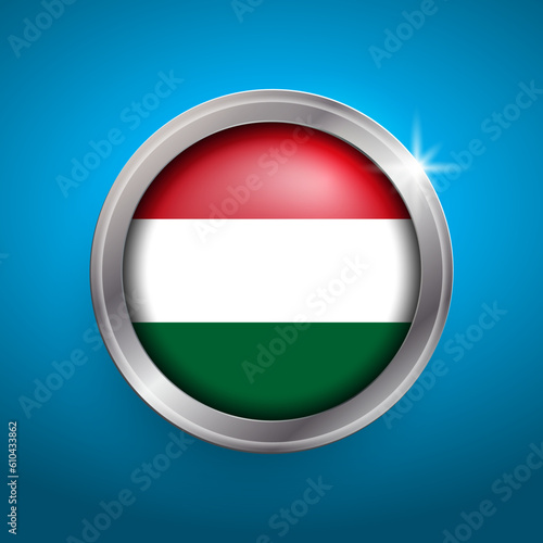 Hungary flag vector button. Isolated object on blue background. Free Download Hungary flag vector button. Isolated object on blue background. - GFXLoad