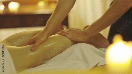 Wallpaper Mural Massage session - the master massages legs of his client Torontodigital.ca