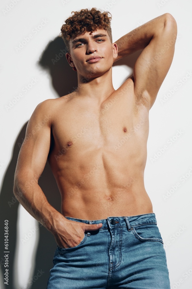 man care attractive torso naked athlete person gray male bicep jeans young man care attractive torso naked athlete person gray male bicep jeans young