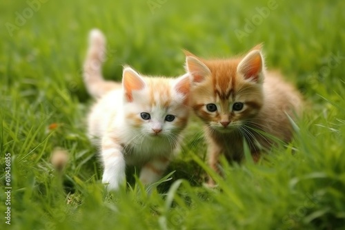 Kittens on grass © Katarzyna