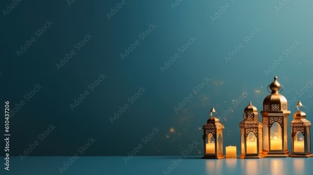 Fototapeta premium Islamic holiday background. Illustration AI Generative
