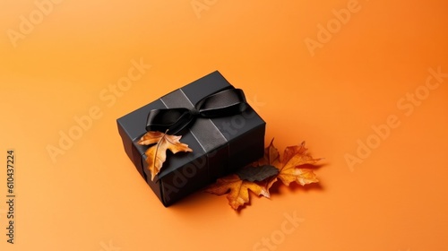 Autumn gift box. Illustration AI Generative.