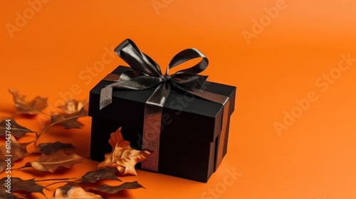 Autumn gift box. Illustration AI Generative.