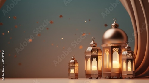 Islamic holiday background. Illustration AI Generative © olegganko