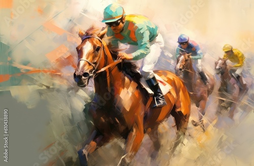 Abstract portrait of horse racing painting © Photo And Art Panda