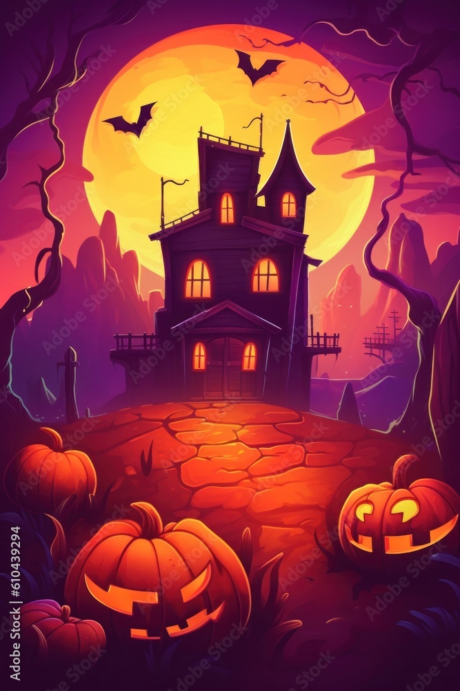 Halloween background. Illustration Generative AI Halloween background. Illustration Generative AI