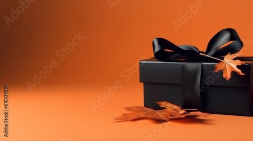 Autumn gift box. Illustration AI Generative.