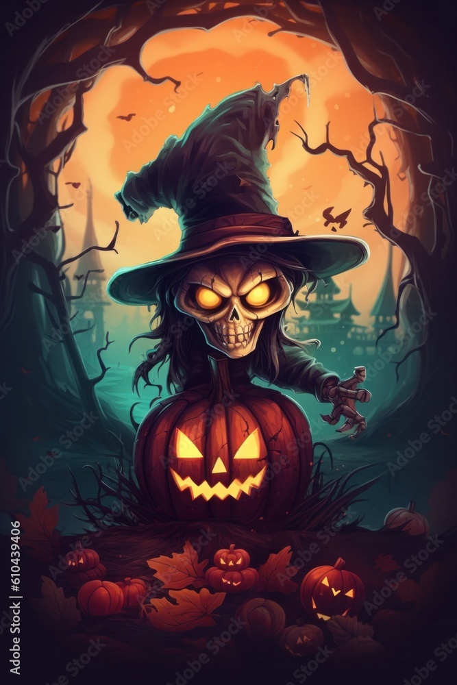 Halloween background. Illustration Generative AI Halloween background. Illustration Generative AI
