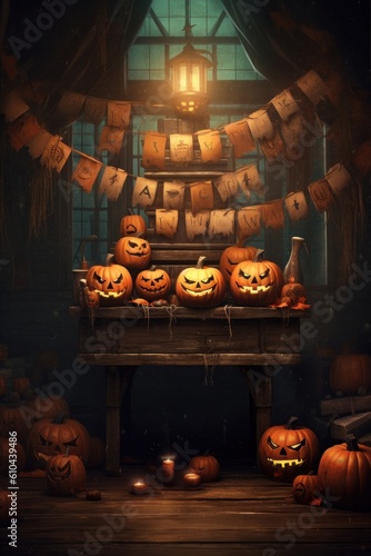 Halloween background. Illustration Generative AI