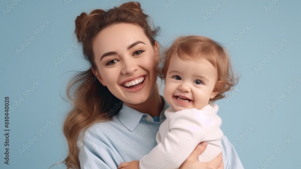 Happy woman and girl. Illustration AI Generative. Happy woman and girl. Illustration AI Generative.