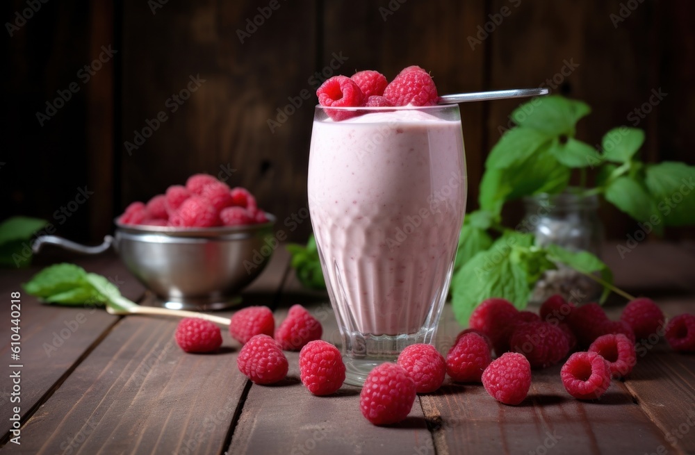 Raspberry smoothie. Illustration AI Generative. Raspberry smoothie. Illustration AI Generative.