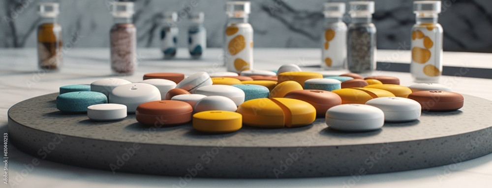 Medical pills. Illustration AI Generative. Medical pills. Illustration AI Generative.