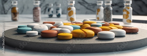 Medical pills. Illustration AI Generative.