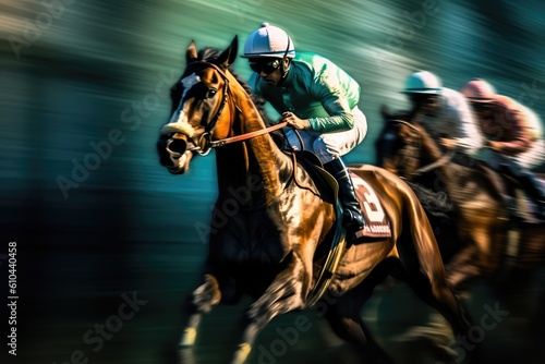 Horse speed racing at the racetrack © Photo And Art Panda