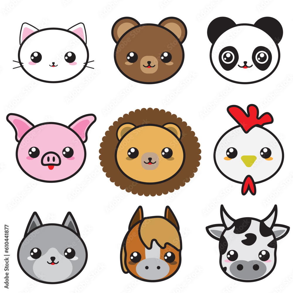 Various kawaii animals, adorable and enchanting. Perfect for children's products, stationery, and decor, bringing fun and cuteness in a unique design. Various kawaii animals, adorable and enchanting. Perfect for children's products, stationery, and decor, bringing fun and cuteness in a unique design.
