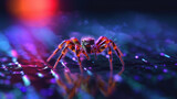 A beautiful spider in a dark room. Generative AI