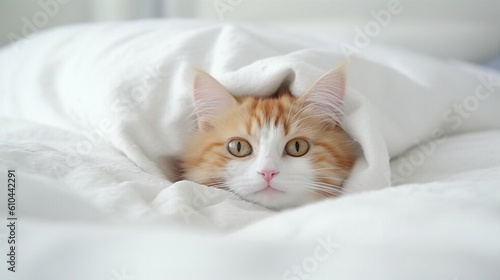 The cat is under the blanket. Generative AI