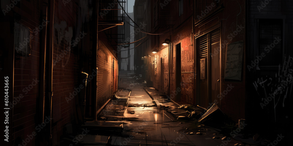  A Gritty Alley of Mystery and Intrigue in Digital Art  Generative AI Digital Illustration Part#070623 