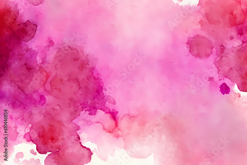 Watercolor abstract pink magenta background with splashes. Created with Generative AI technology.