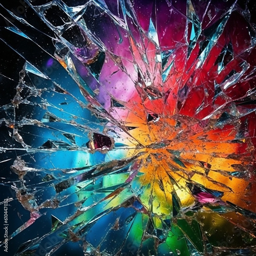 Illustration of Colorful Broken Glass Design. generative ai