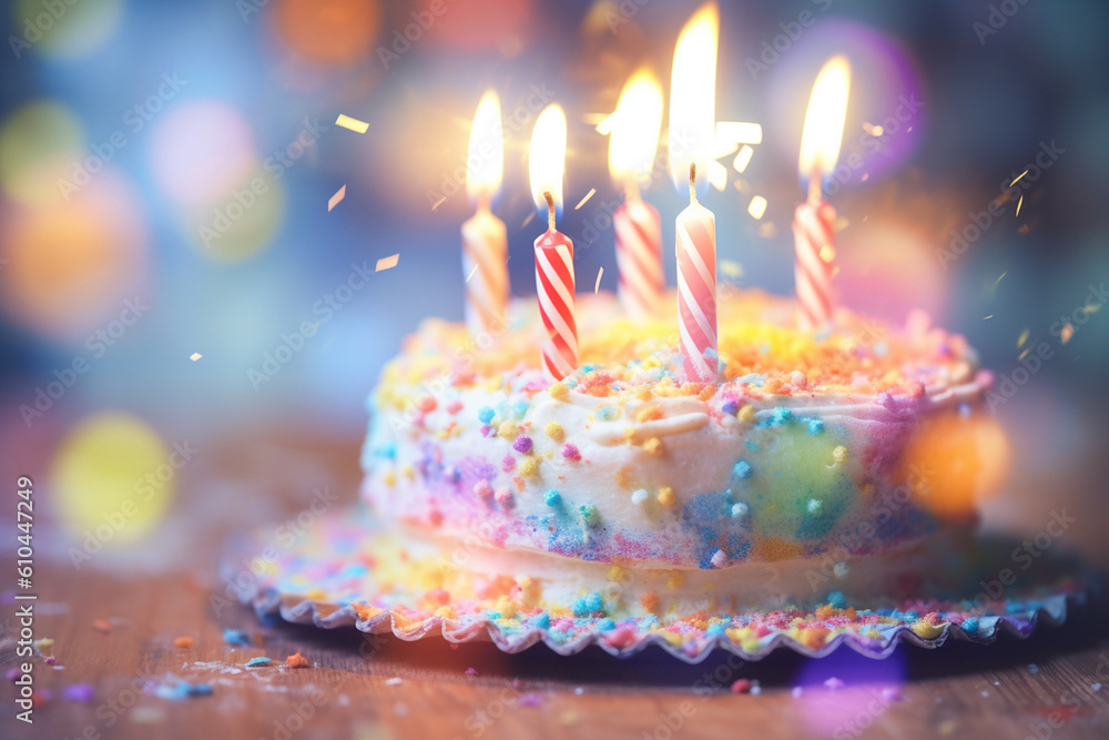design of Birthday Cake with Lit Candles. Generative ai design of Birthday Cake with Lit Candles. Generative ai