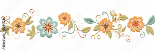 Simple Flower Embroidery on White background. Generative ai