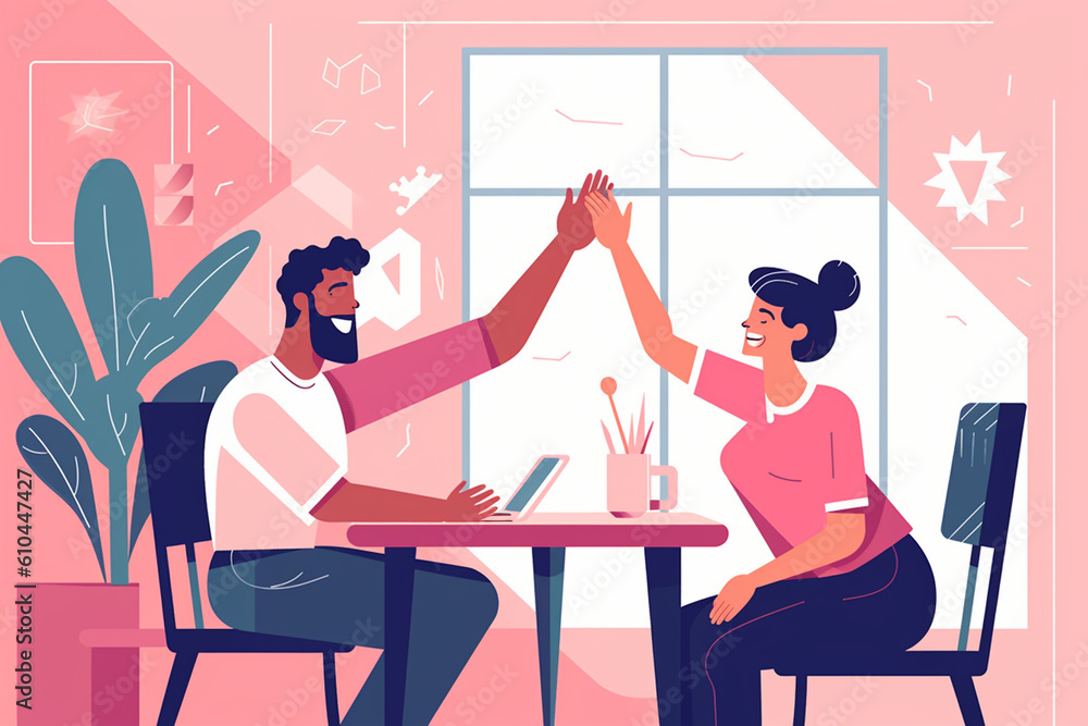 Illustration of Two People High Diving Each Other. Generative ai Illustration of Two People High Diving Each Other. Generative ai
