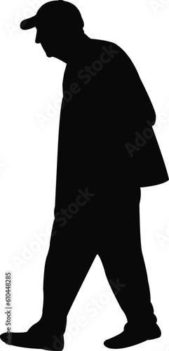 a senior man walking body silhouette vector