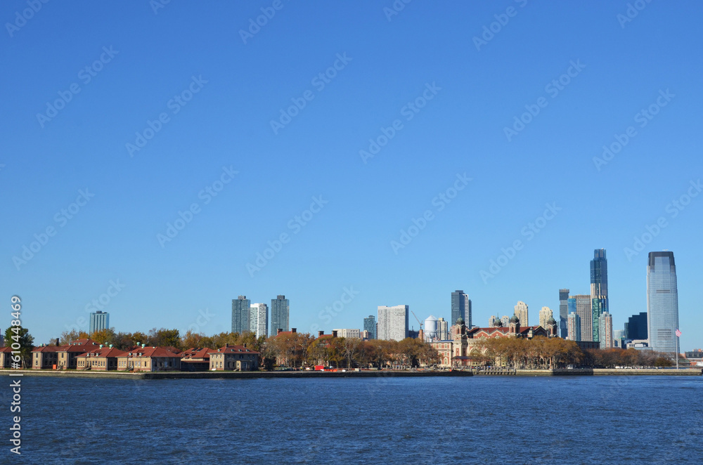 Part of the river Hudson and Ellis Island Part of the river Hudson and Ellis Island
