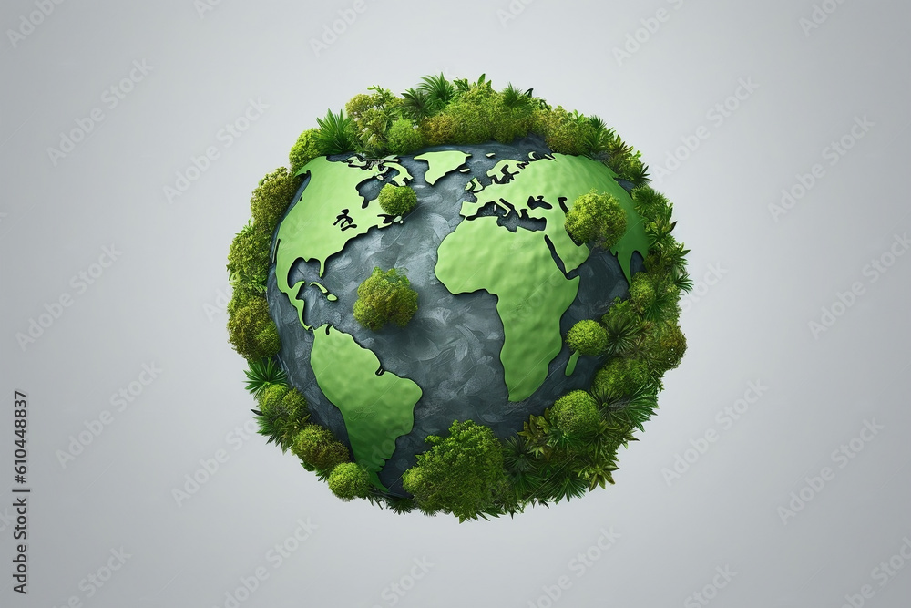The earth is on a grey background with trees, in the style of highly detailed foliage, minimalistic objects, made of plastic, wimmelbilder, digital airbrushing, isometric, high definition The earth is on a grey background with trees, in the style of highly detailed foliage, minimalistic objects, made of plastic, wimmelbilder, digital airbrushing, isometric, high definition