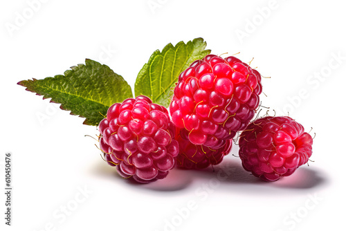 Loganberries isolated on white background generative ai