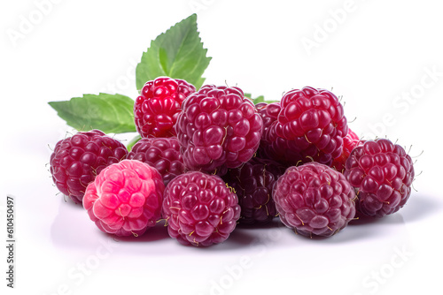 Loganberries isolated on white background generative ai