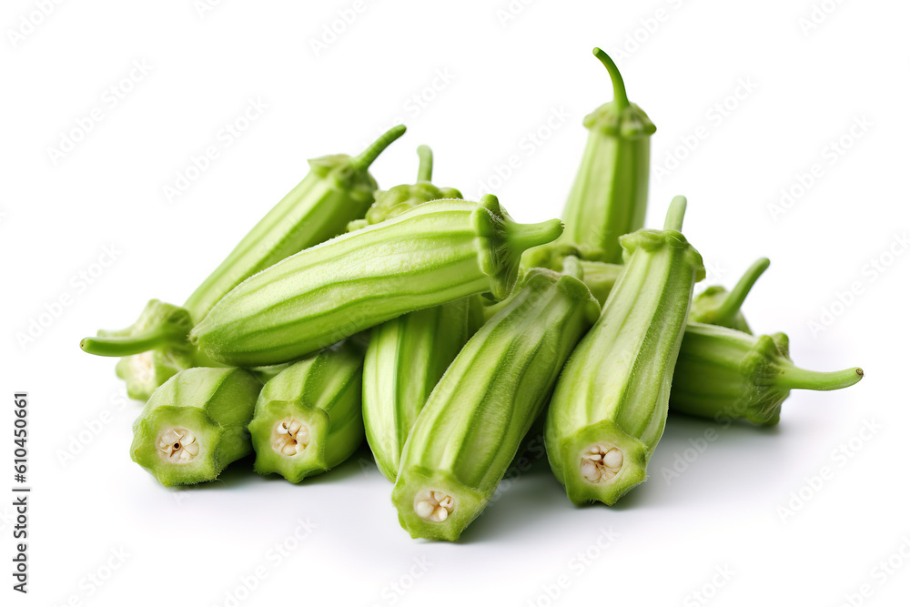 Okra isolated on white background generative ai