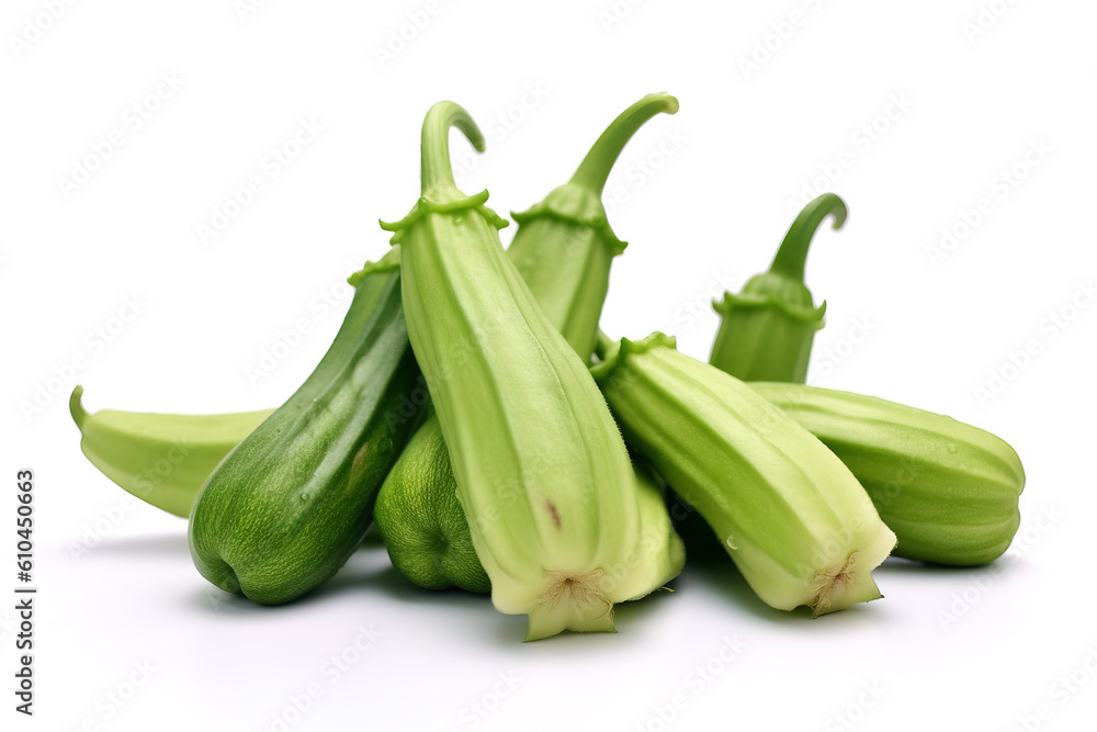 Okra isolated on white background generative ai Okra isolated on white background generative ai