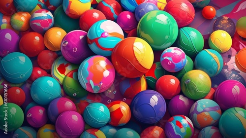 Sweet Jawbreakers Candy Cartoon Horizontal Background Illustration. Sweet Dessert From Confectionery. Ai Generated drawing Background Illustration with Delicious Flavory Jawbreakers Generative AI