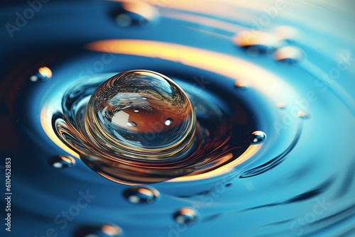 Ripples of Tranquility: Water Drop Abstract, Generative AI