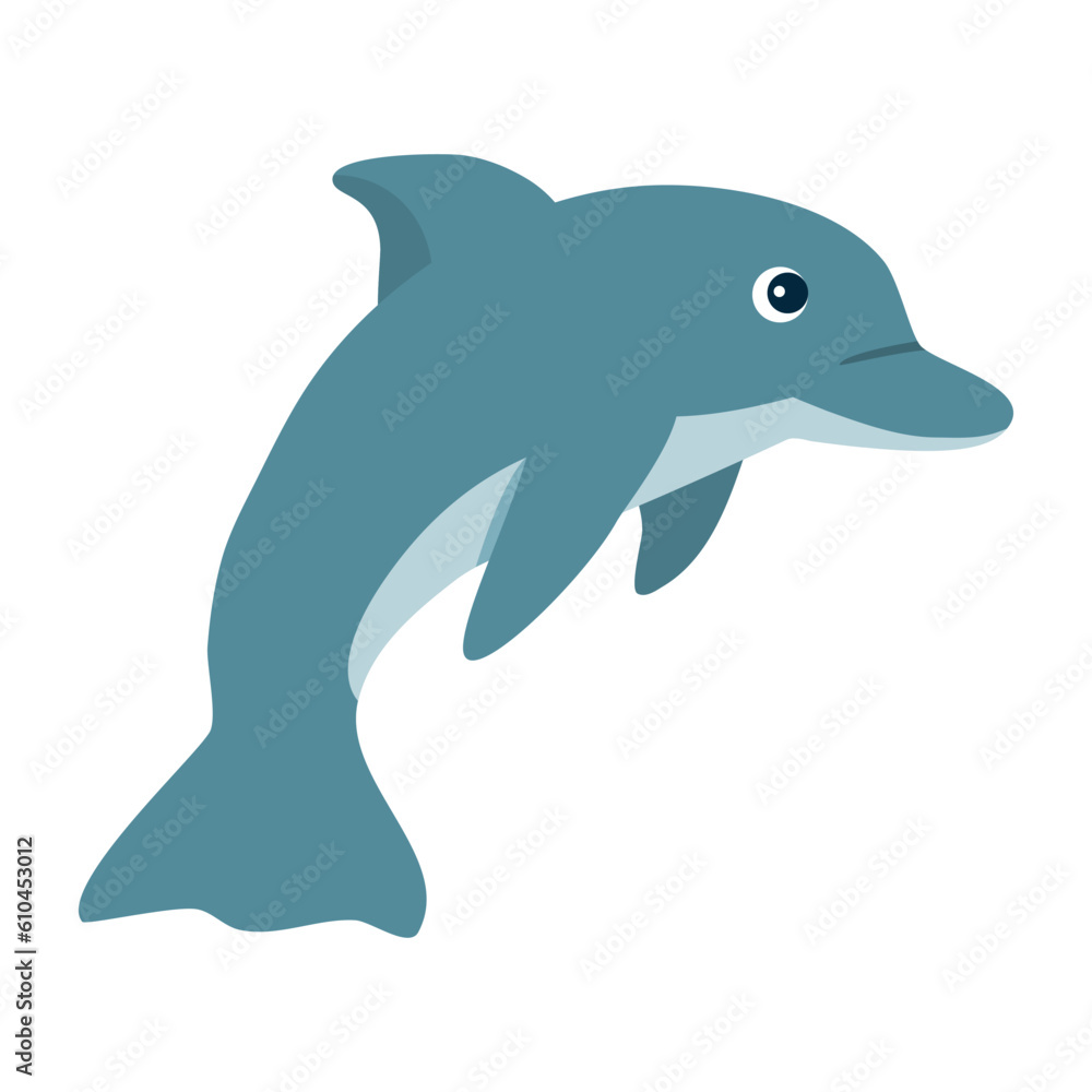 Fototapeta premium Cute dolphin mascot cartoon style character, vector for kids