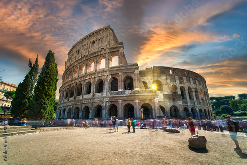 Photography Colosseum at sunset in Rome. Italy