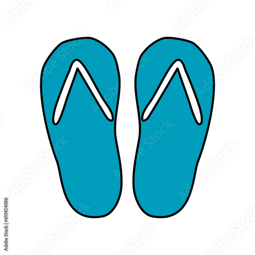 Flip flops sandals, summertime beach holiday and vacation attribute, doodle style vector