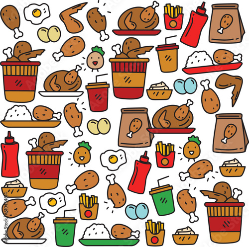 Fried chicken pattern icon for the needs of supporting fried chicken business designs