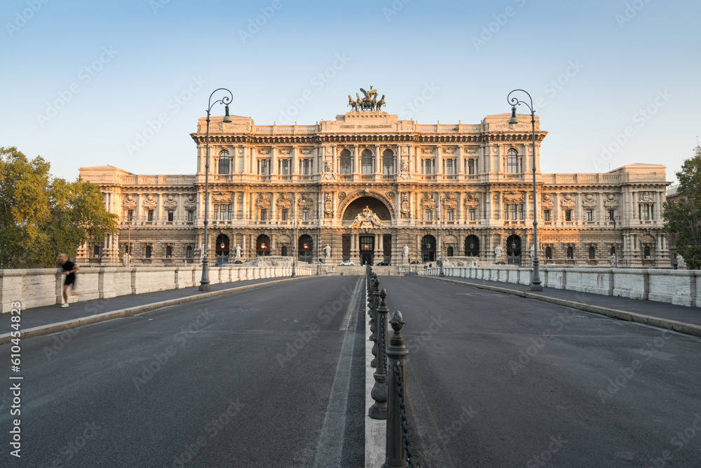The Palace of Justice seen from the Ponte Umberto bridge in Rome, Italy 