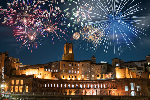 Fireworks display near Roman forum in Rome, Italy © Pawel Pajor