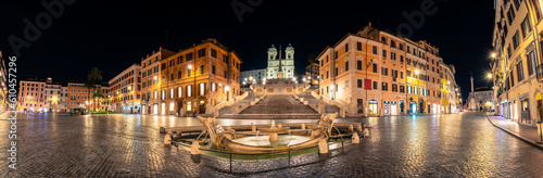 Piazza di Spagna square with Spanish Steps in Rome at night, Italy