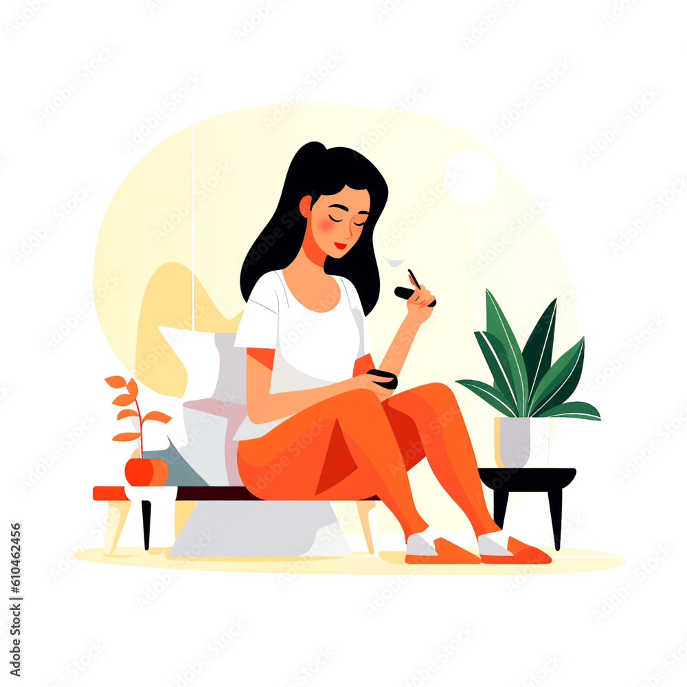 woman sitting on bed woman sitting on bed