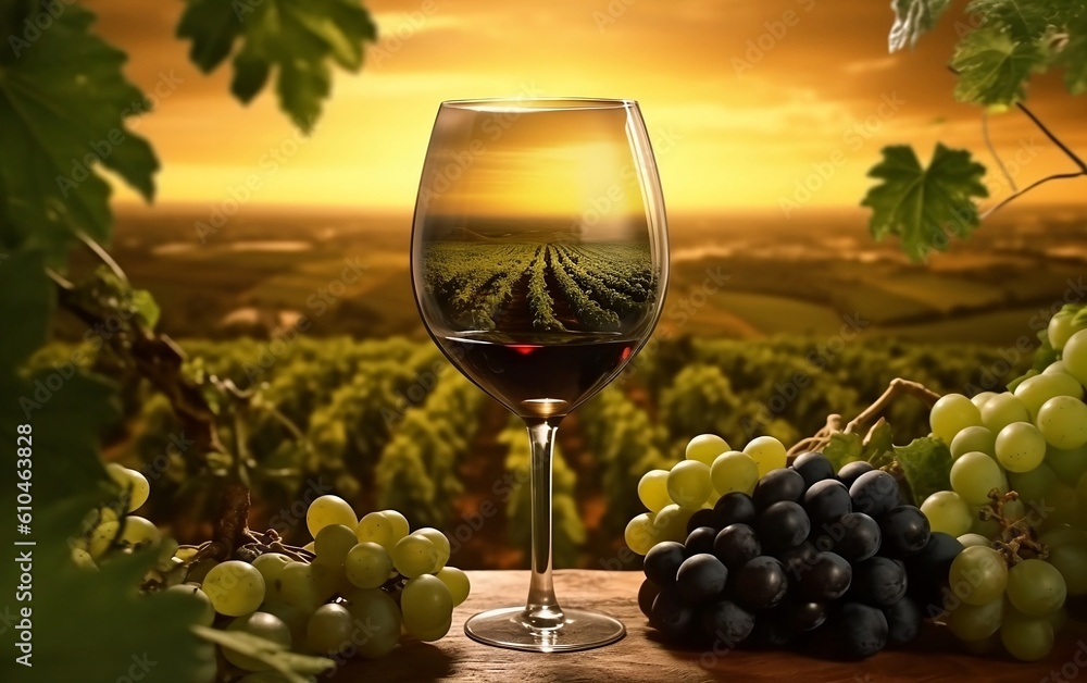 Grape plantation wine glass