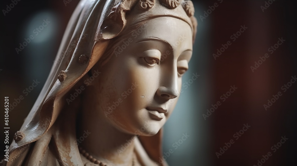 Closeup da bela estátua de nossa senhora da graça virgem Maria na igreja Closeup da bela estátua de nossa senhora da graça virgem Maria na igreja