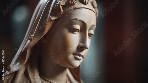 Closeup da bela estátua de nossa senhora da graça virgem Maria na igreja